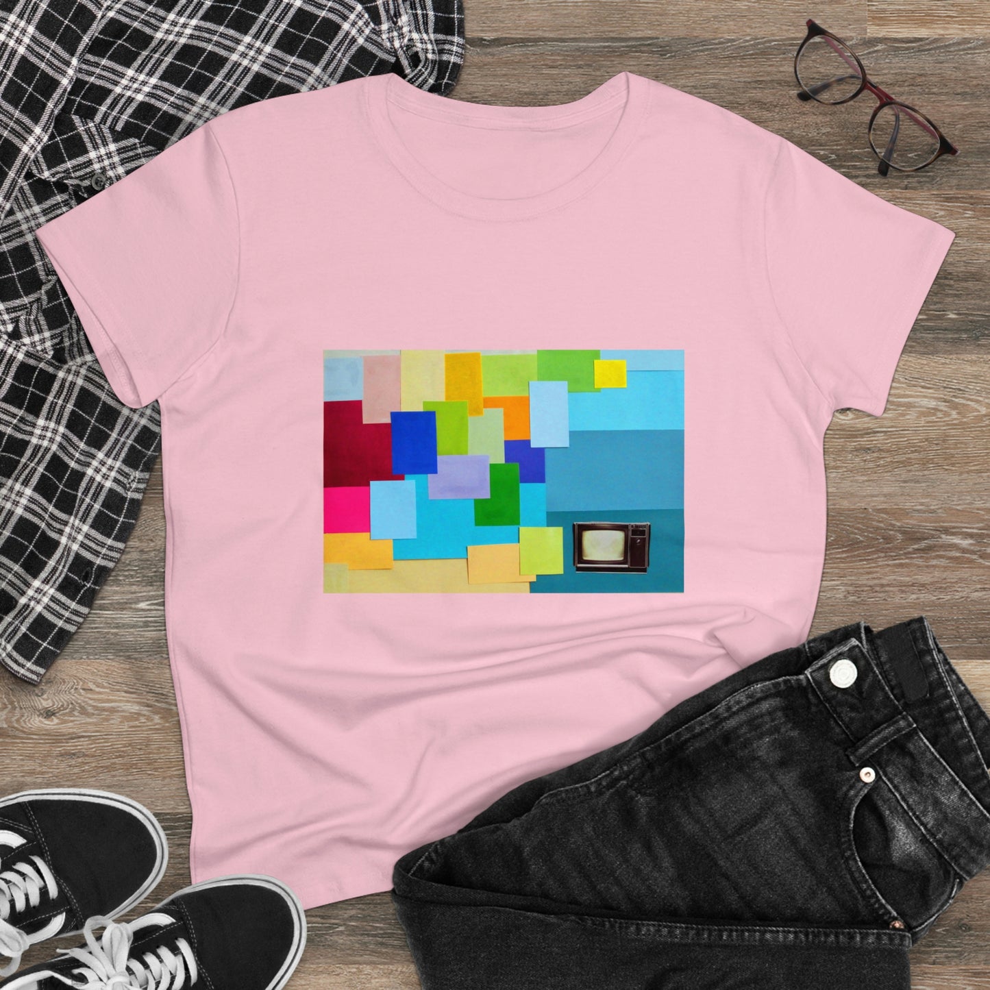 Technicolour TV - Women's Midweight Cotton Tee ~ Sharon Dawn Collection