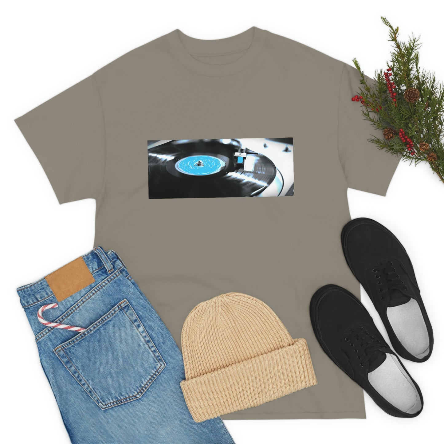 Blue Record & Record Player - Unisex Heavy Cotton T-shirt