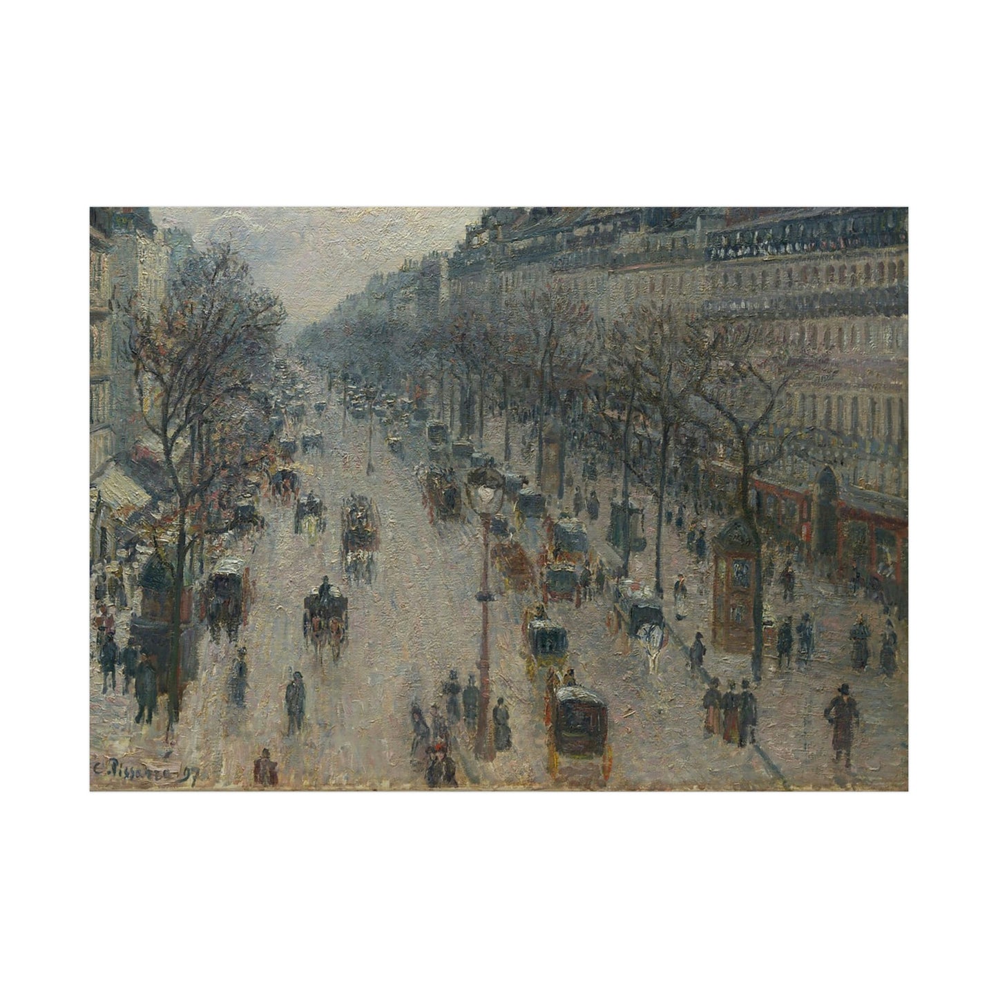 The Boulevard Montmartre on a Winter Morning - Camille Pissarro - 1897 - Rolled Posters
