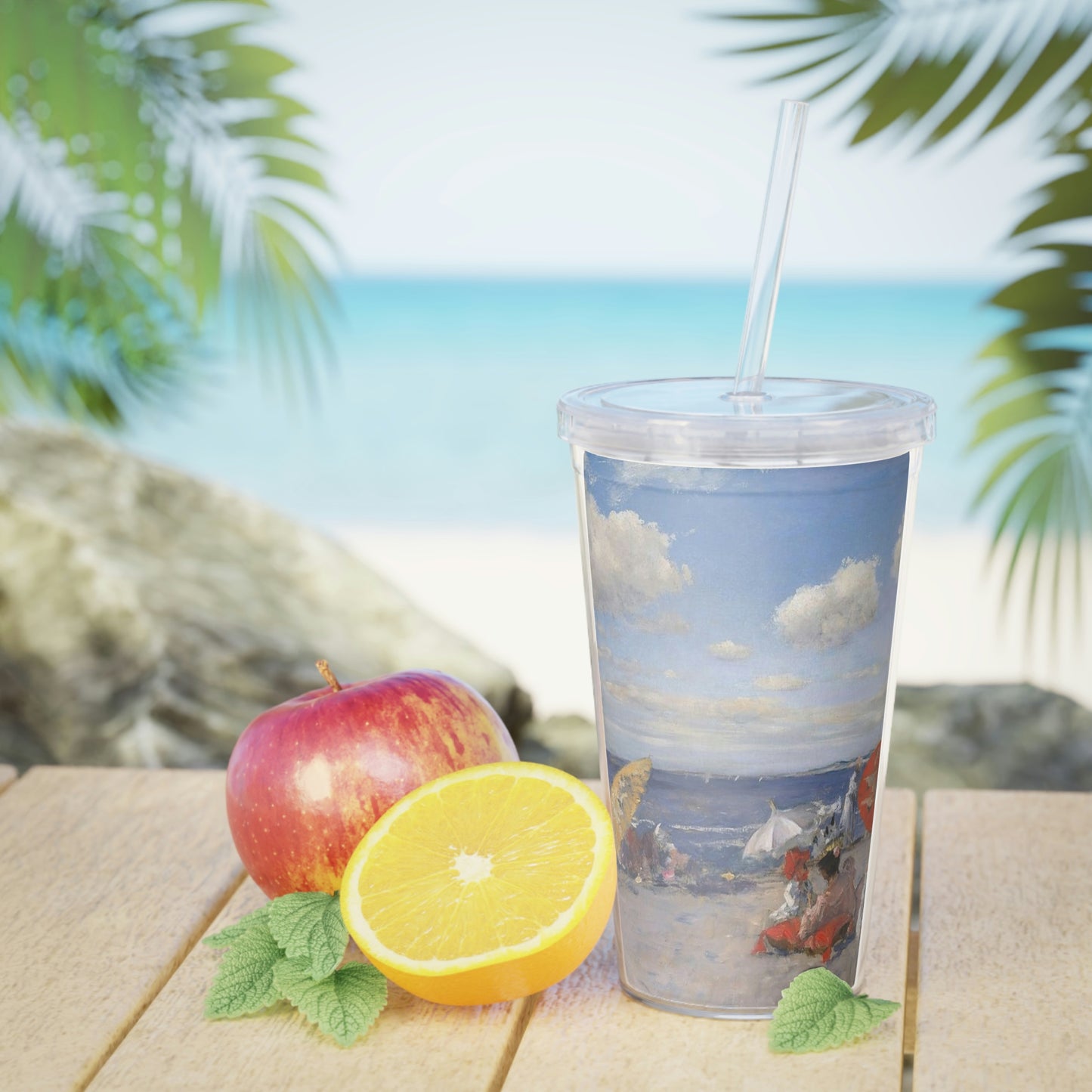 Seaside - Plastic Tumbler with Straw
