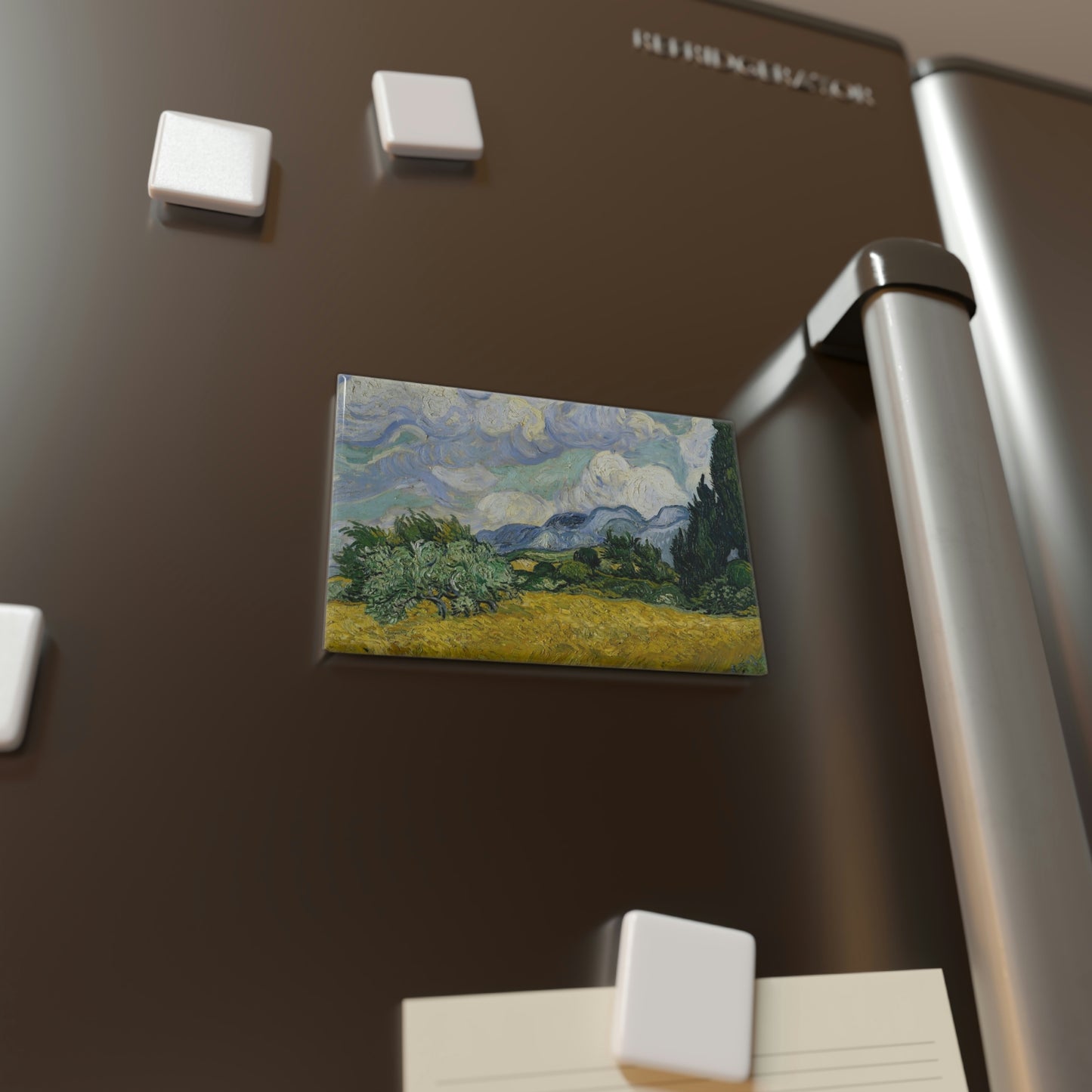 Wheat Field with Cypresses - Vincent Van Gogh - Button Magnet, Rectangle
