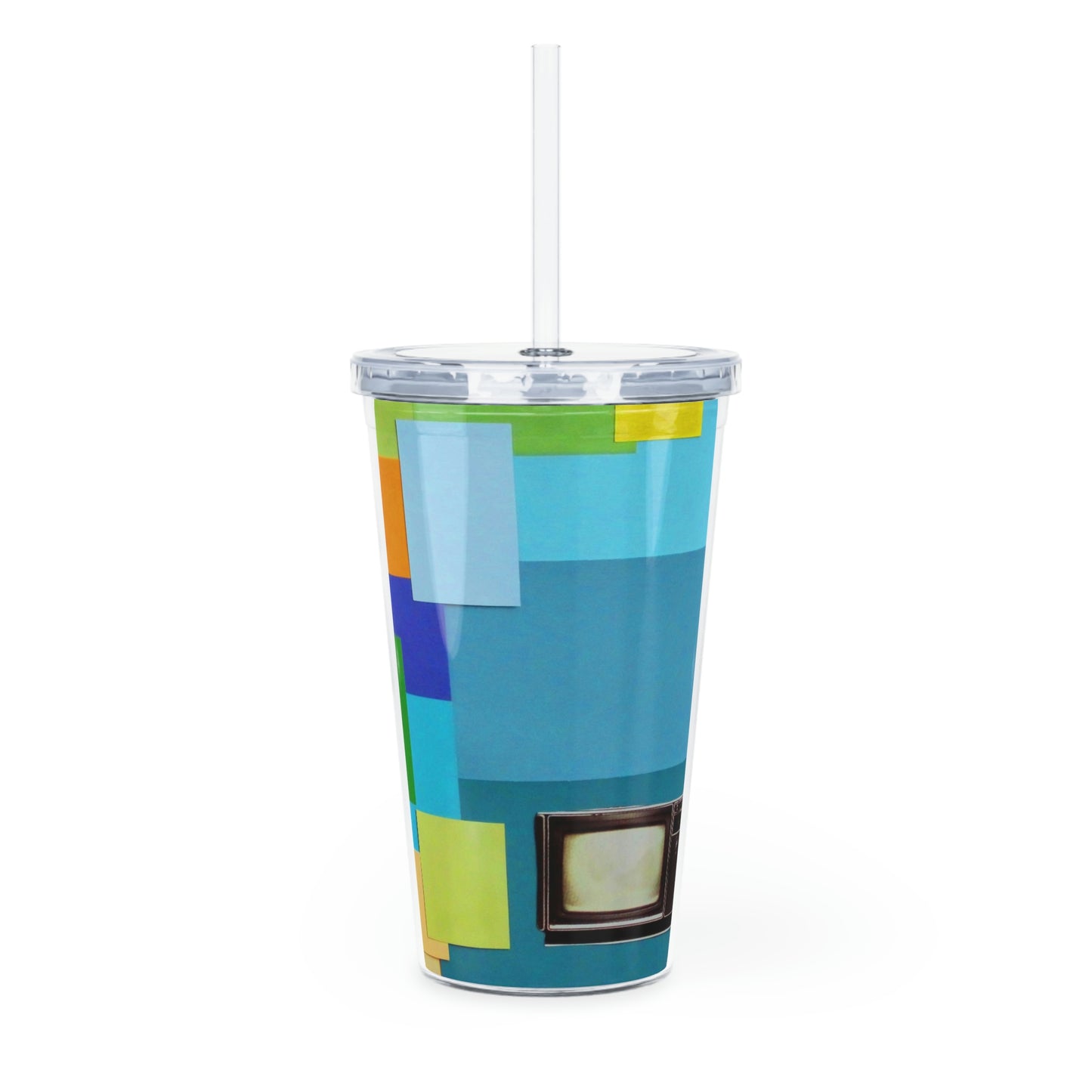 Technicolour TV - Plastic Tumbler with Straw ~ Sharon Dawn Collection