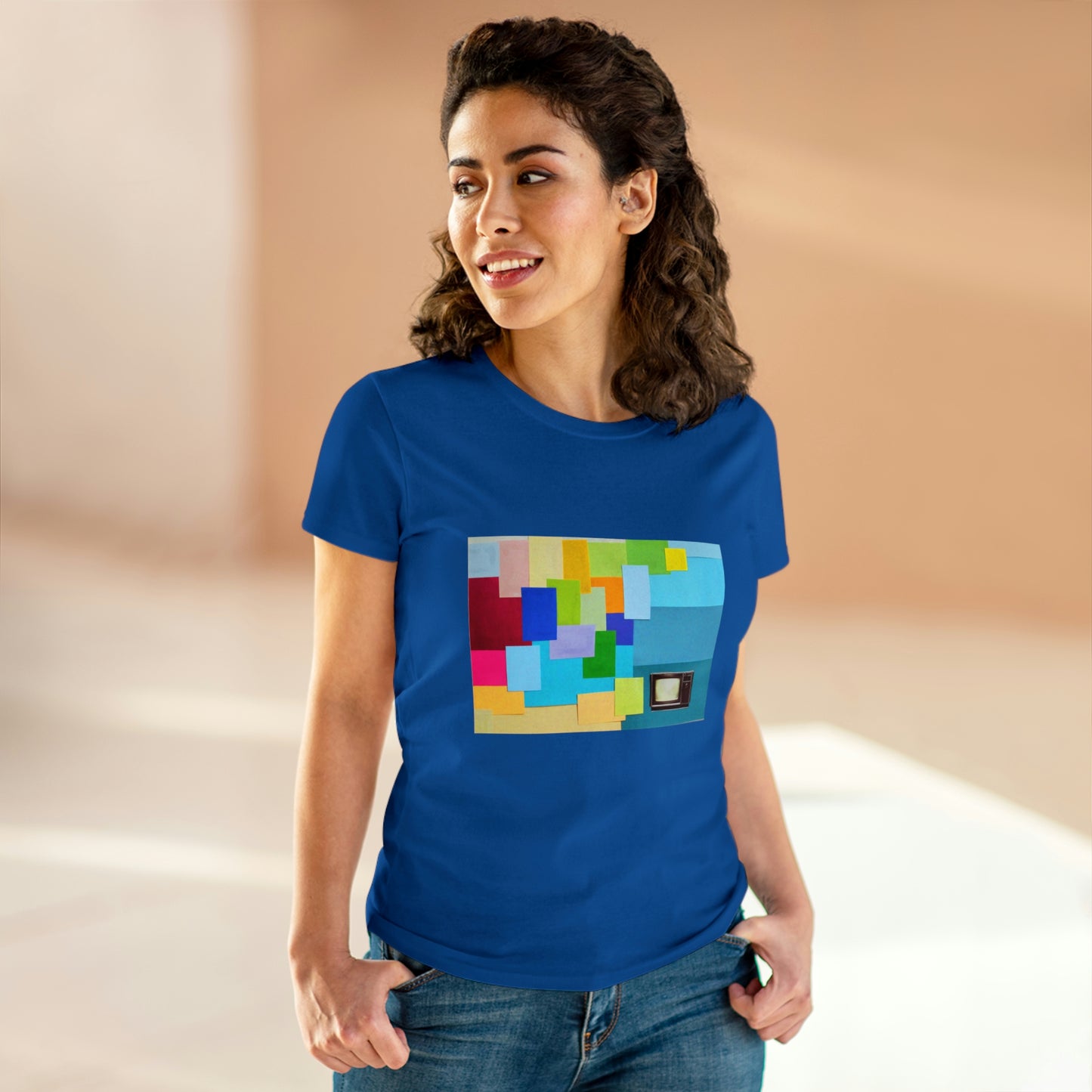 Technicolour TV - Women's Midweight Cotton Tee ~ Sharon Dawn Collection