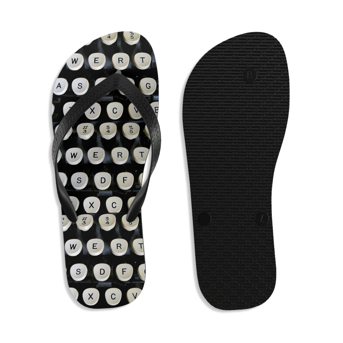 Typewriter Keys - Unisex Flip-Flops ~ Sharon Dawn Collection