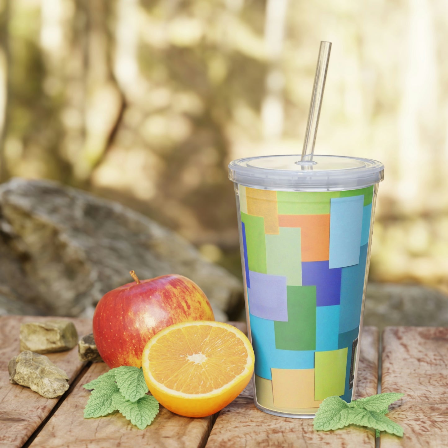 Technicolour TV - Plastic Tumbler with Straw ~ Sharon Dawn Collection