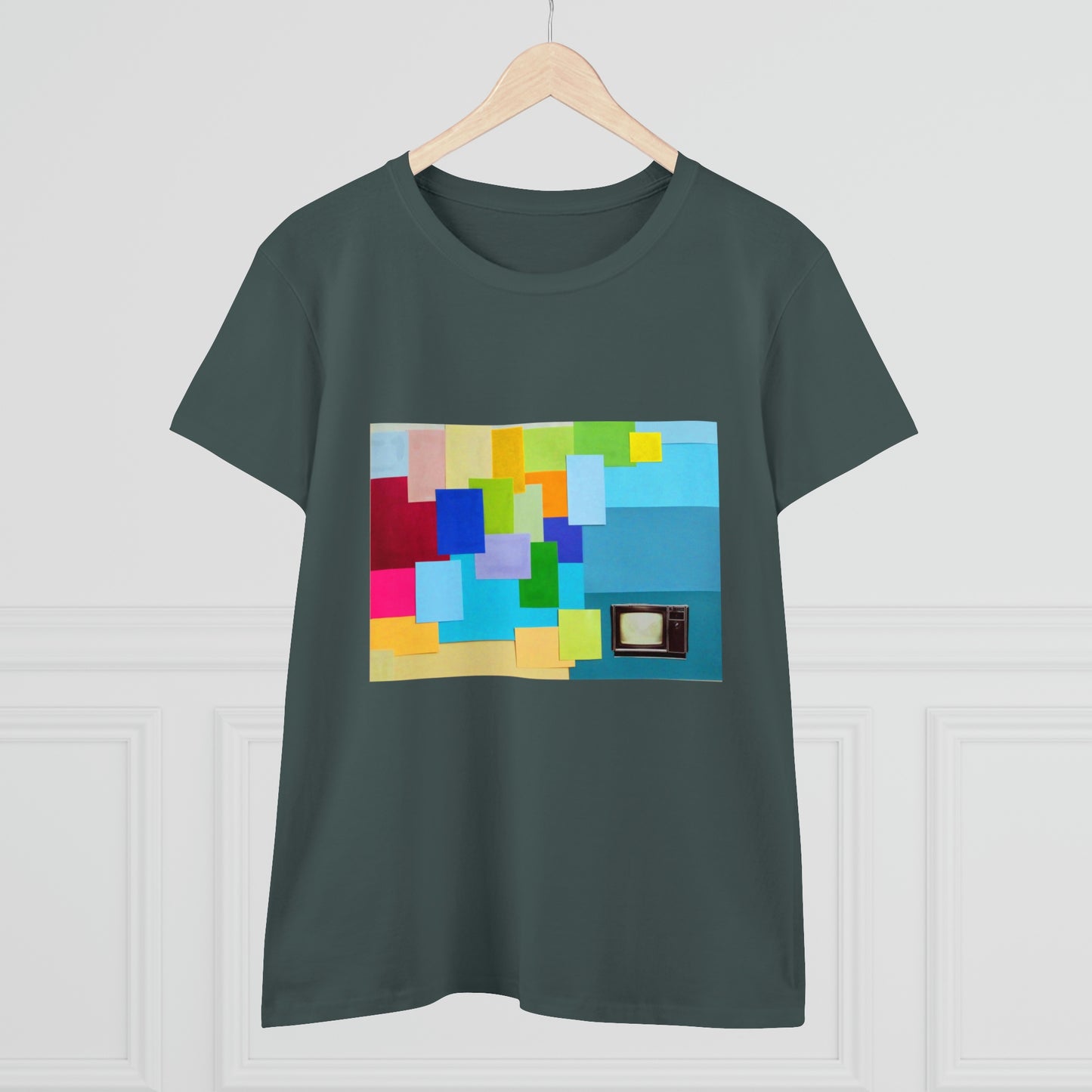 Technicolour TV - Women's Midweight Cotton Tee ~ Sharon Dawn Collection