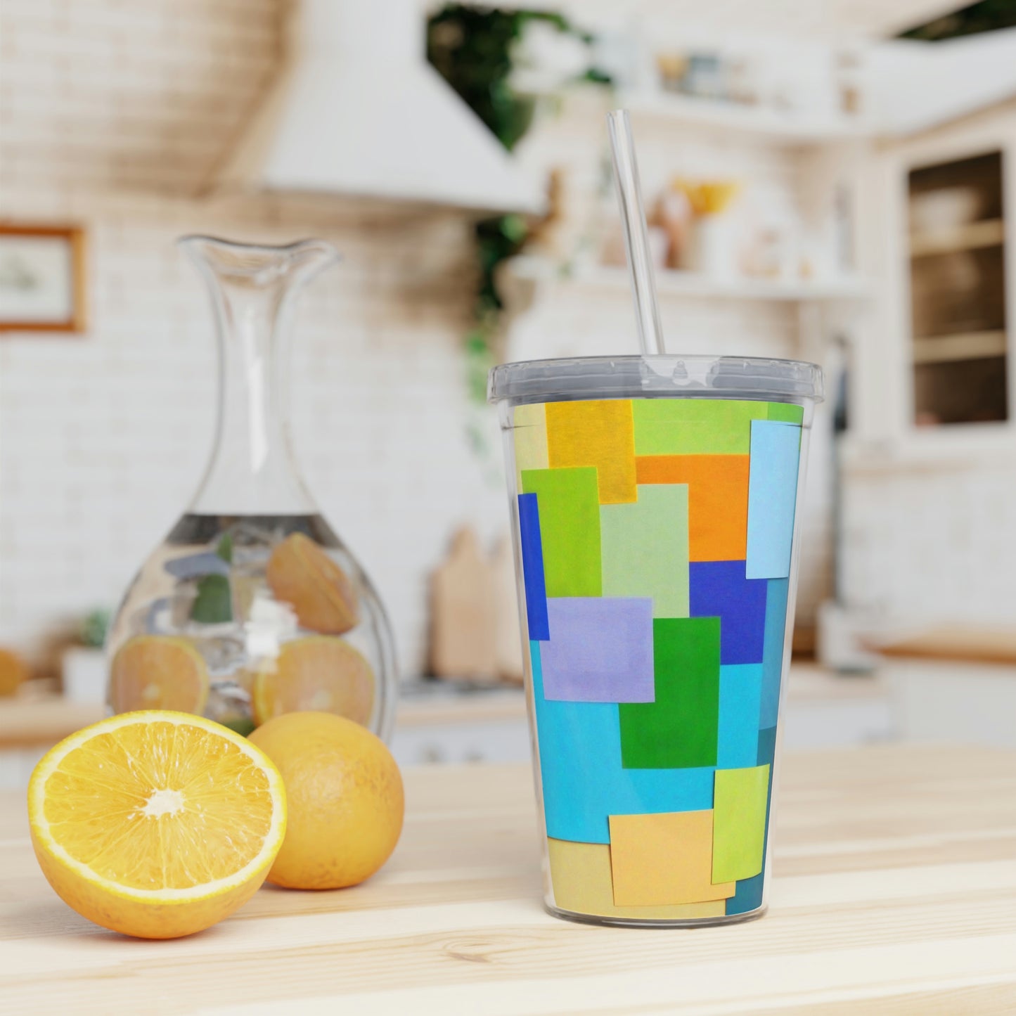 Technicolour TV - Plastic Tumbler with Straw ~ Sharon Dawn Collection