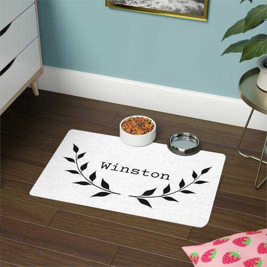 Customizable Leaf Weath - Pet Food Mat (12x18)