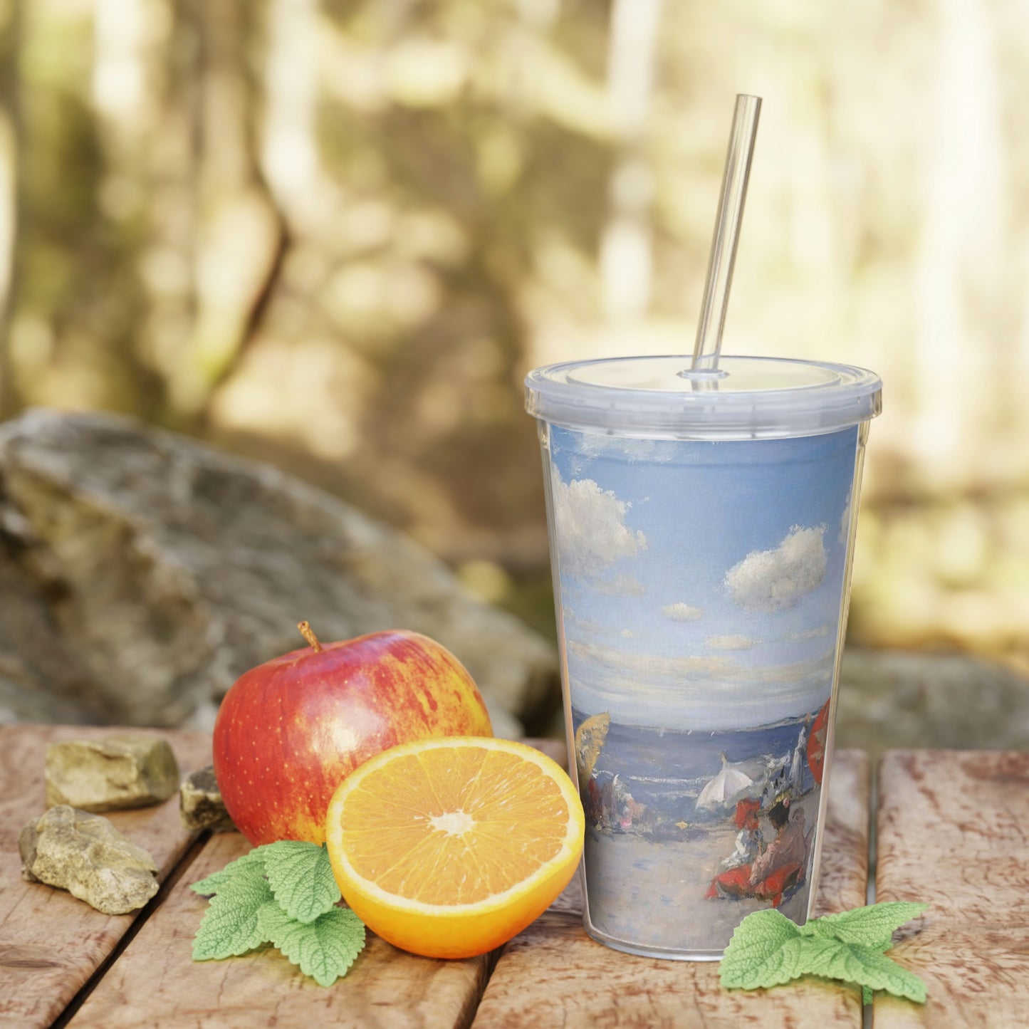 Seaside - Plastic Tumbler with Straw