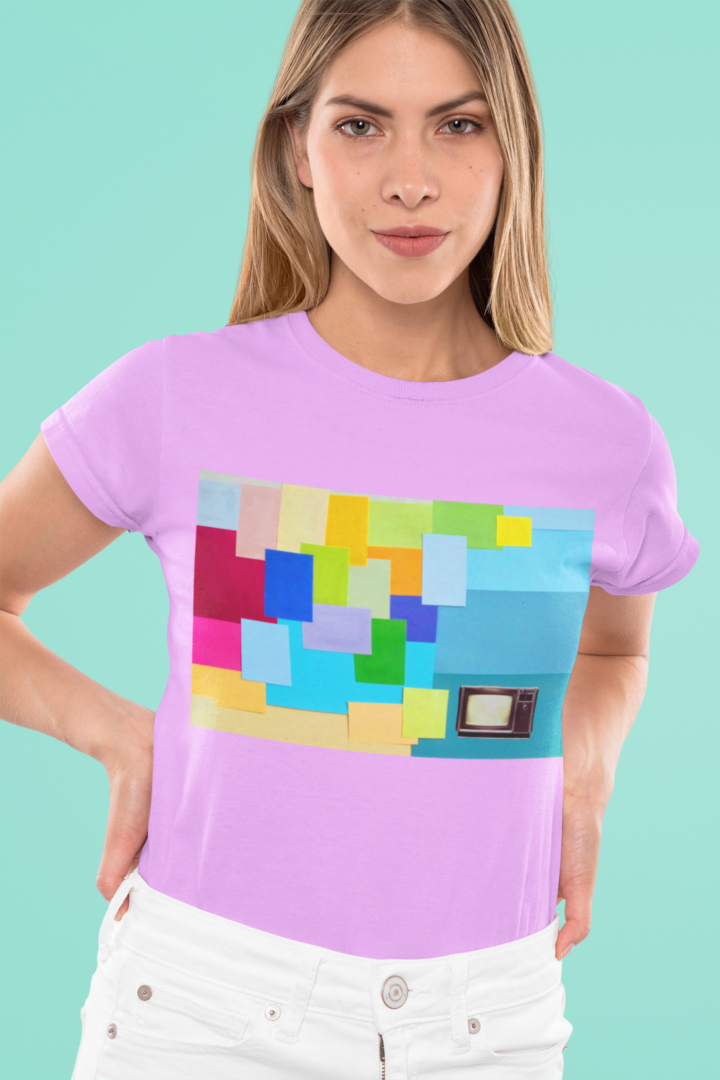 Technicolour TV - Women's Midweight Cotton Tee ~ Sharon Dawn Collection