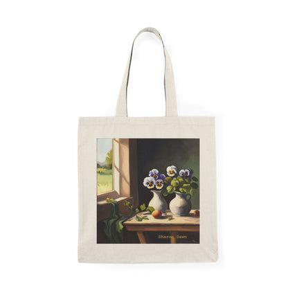 Pansies - Natural Tote Bag ~ Sharon Dawn Collection
