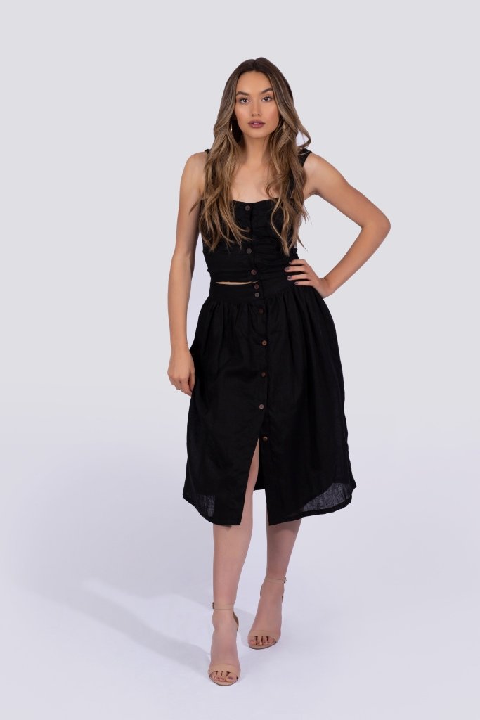 Penelope Skirt | Black | 100% Linen ~ Made in Bali/Designed in Victoria, BC