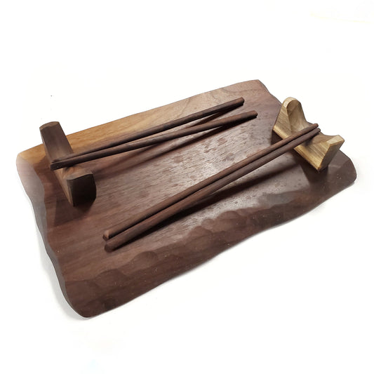 Chopstick and Sushi Serving Platter Set - Handmade Hand Carved Cherry Wood (Sale Price: $141.94 CAD)