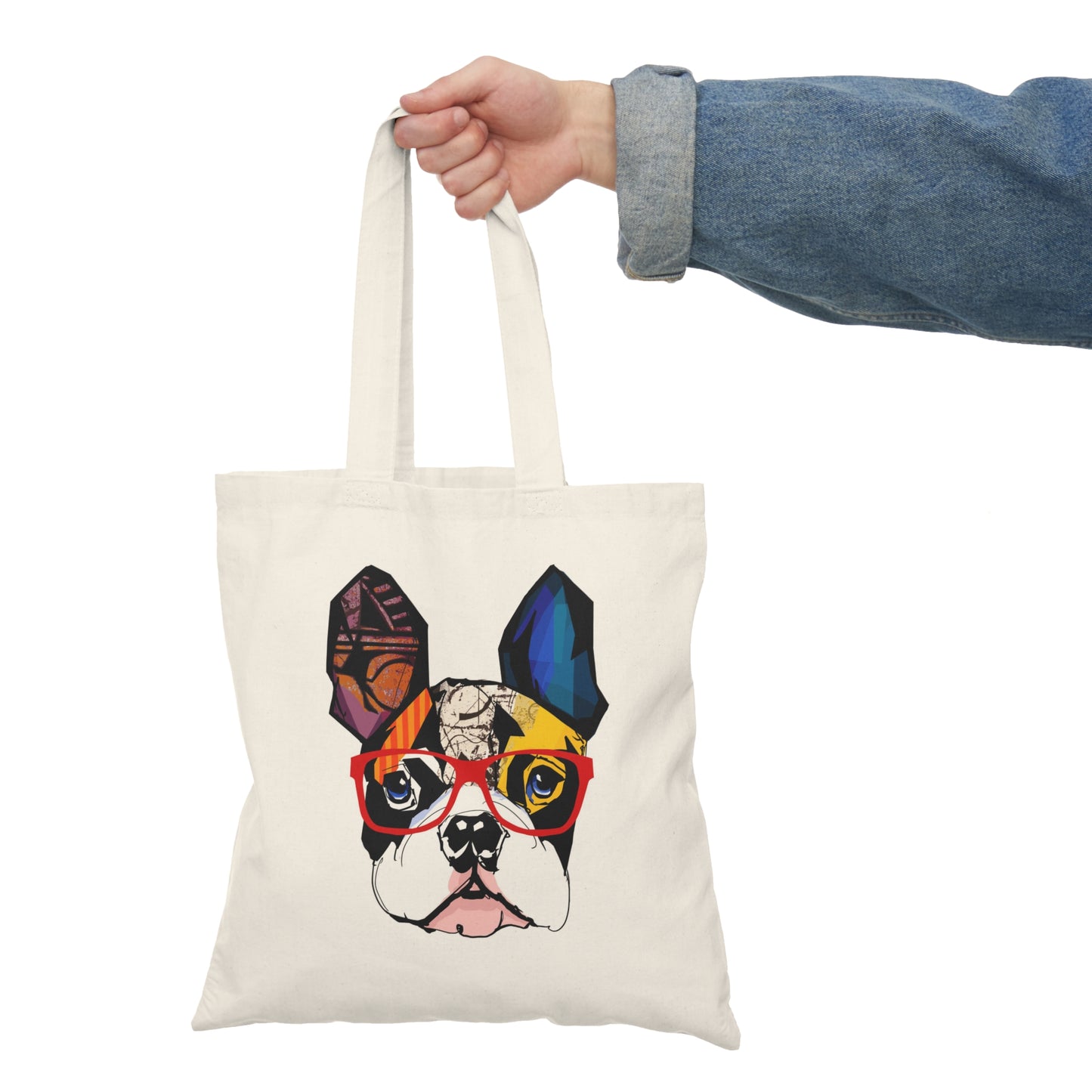 Dog with Glasses - Natural Tote Bag ~ Sharon Dawn Collection