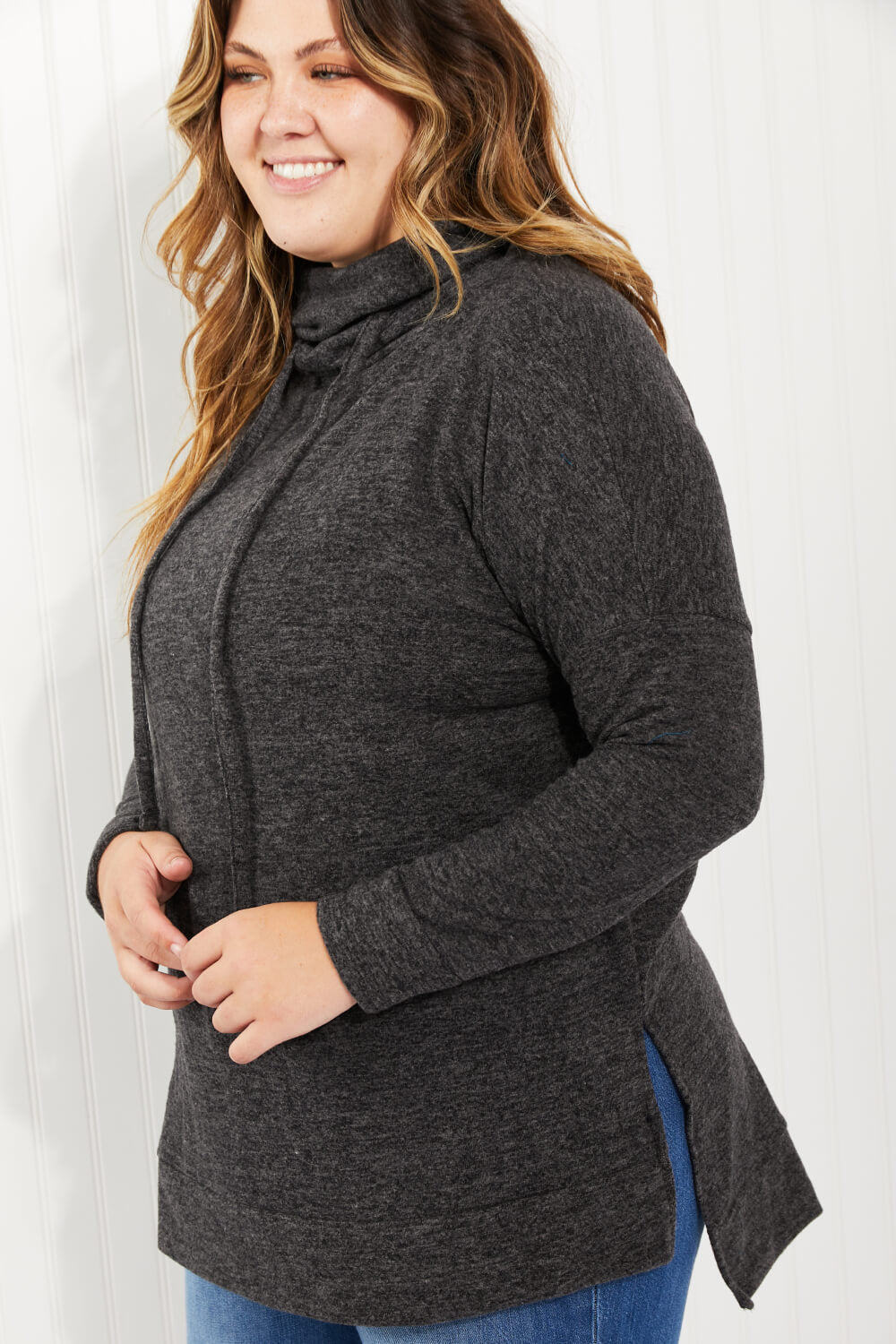 Zenana Brushed Funnel Neck Sweater - Rayon/Poly/Spandex Sizes: XS - 3X) (Sale Price: $59.49 CAD)