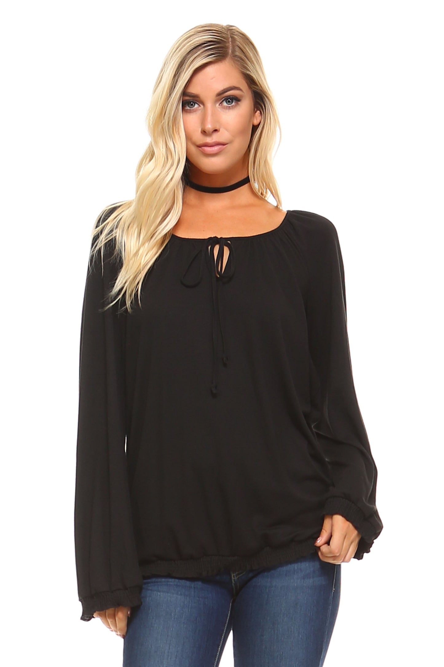 Women's Long Sleeve Solid Peasant Top (Sale Price: $33.15 CAD)