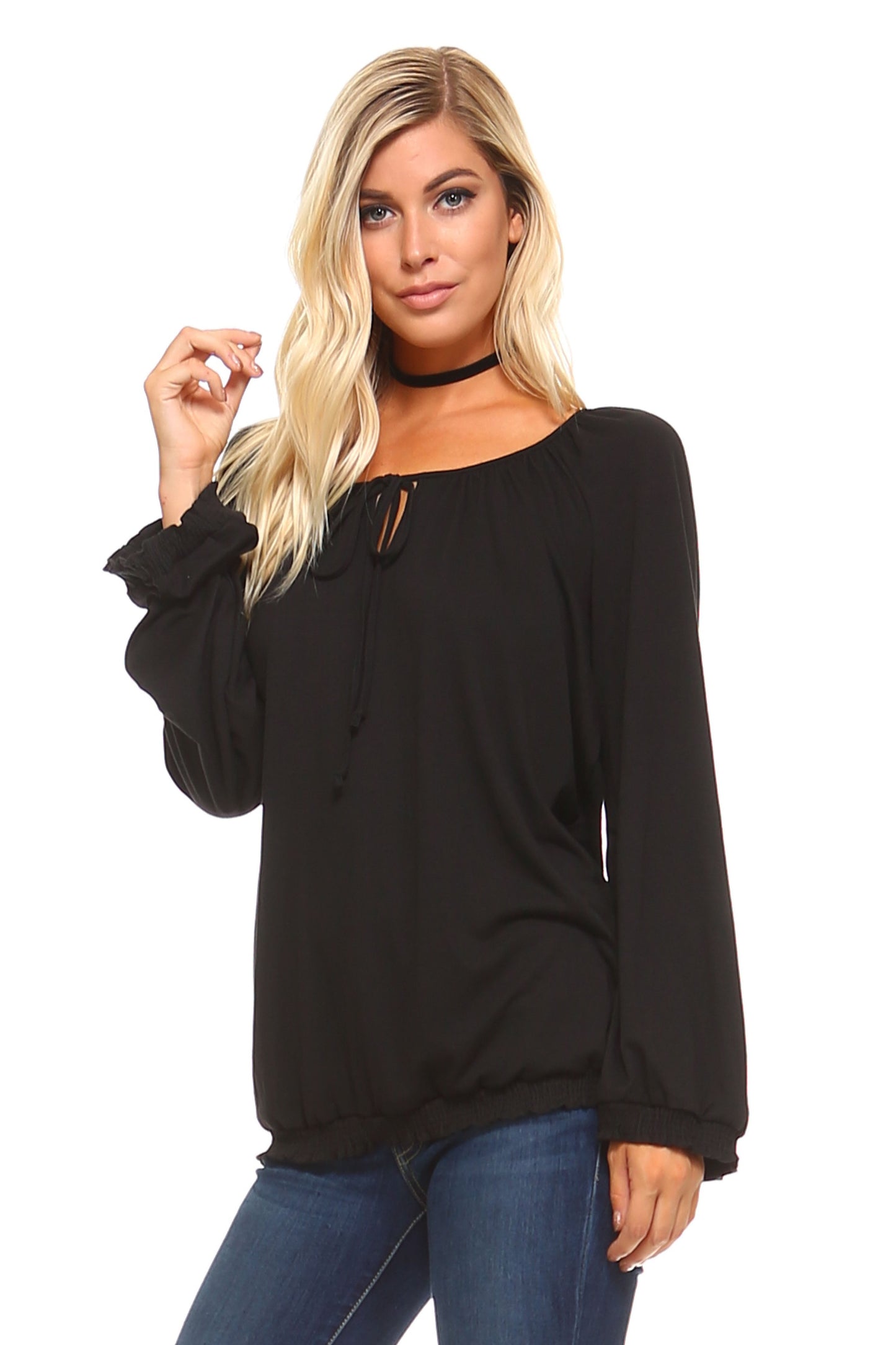 Women's Long Sleeve Solid Peasant Top (Sale Price: $33.15 CAD)