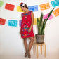 Red Mexican Dress with Hand Embroidered Flowers (Sale Price: $69.69 CAD)