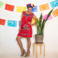 Red Mexican Dress with Hand Embroidered Flowers (Sale Price: $69.69 CAD)