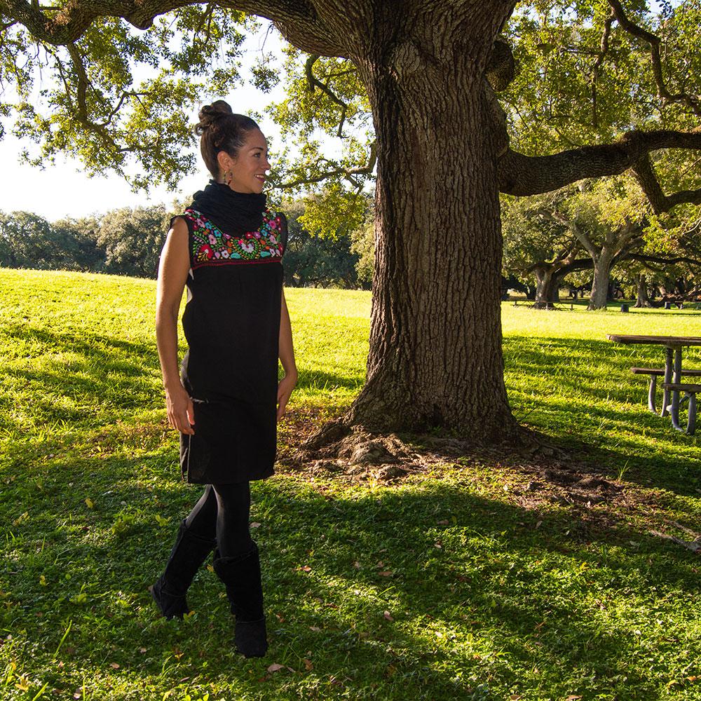 Folkloric Elvira Hand Embroidered Cotton Dress - Made in Mexico