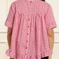 Dominique Blouse Gingham Frills Hi-Low