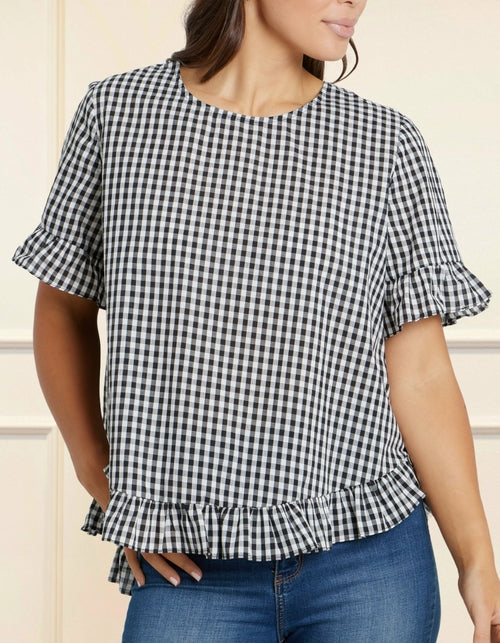 Dominique Blouse Gingham Frills Hi-Low