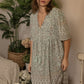Nelly Dress A-line Bohemian Print Tassels with Mother of Pearl Buttons - Green (Sizes: XS-1X)