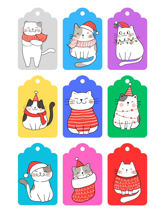 Festive Cats Christmas Gift Tags - Printable Digital Download ~ Sharon Dawn Collection