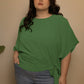 Leslie Top Loose Short Sleeves Knot To Tie - Green (Sizes: XS- 1X) (Sale Price: $42.49 CAD)
