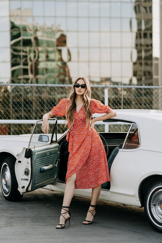 Coco Wrap Dress | Red Polka Dot ~ Made in Bali/Designed in Victoria, BC