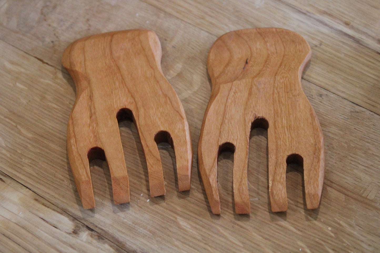 Salad / Pasta Tossing Claw Pair, Hardwood Cherry or Walnut Hardwood - Artisan Hand Carved - Good for salad, fruits, pasta and vegetables) (Sale Price: $42.49 CAD)