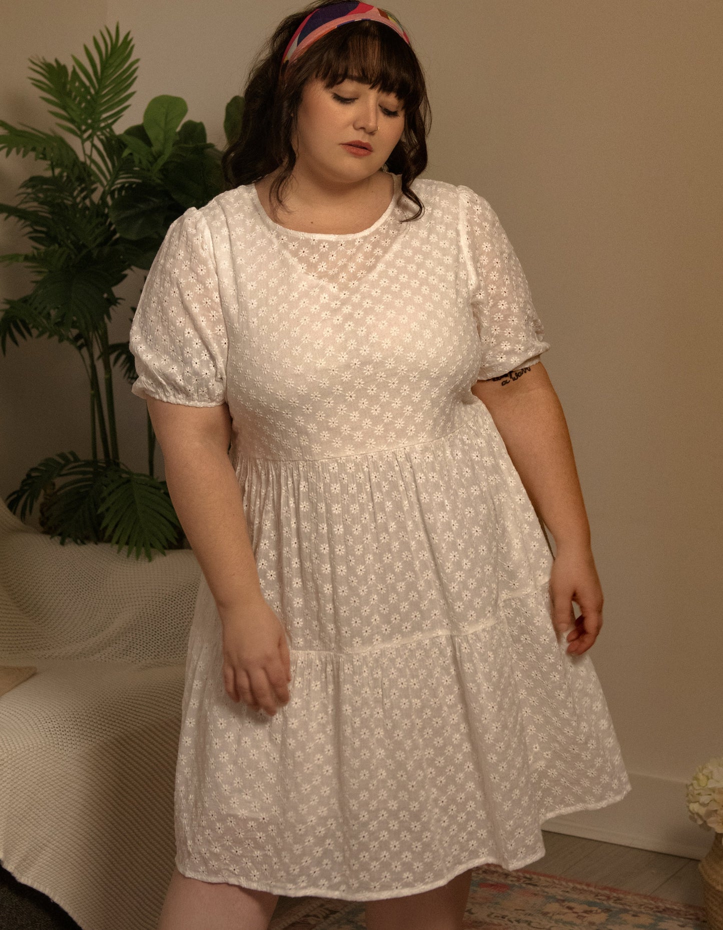 Sofia Dress Tiered Broderie Anglaise White