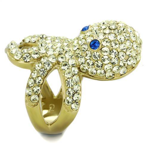 Octopus - IP Gold (Ion Plating) Stainless Steel Ring with Top Grade Crystals