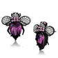 Purple Insect Earrings Synthetic Crystal Amethyst-like Stainless Steel