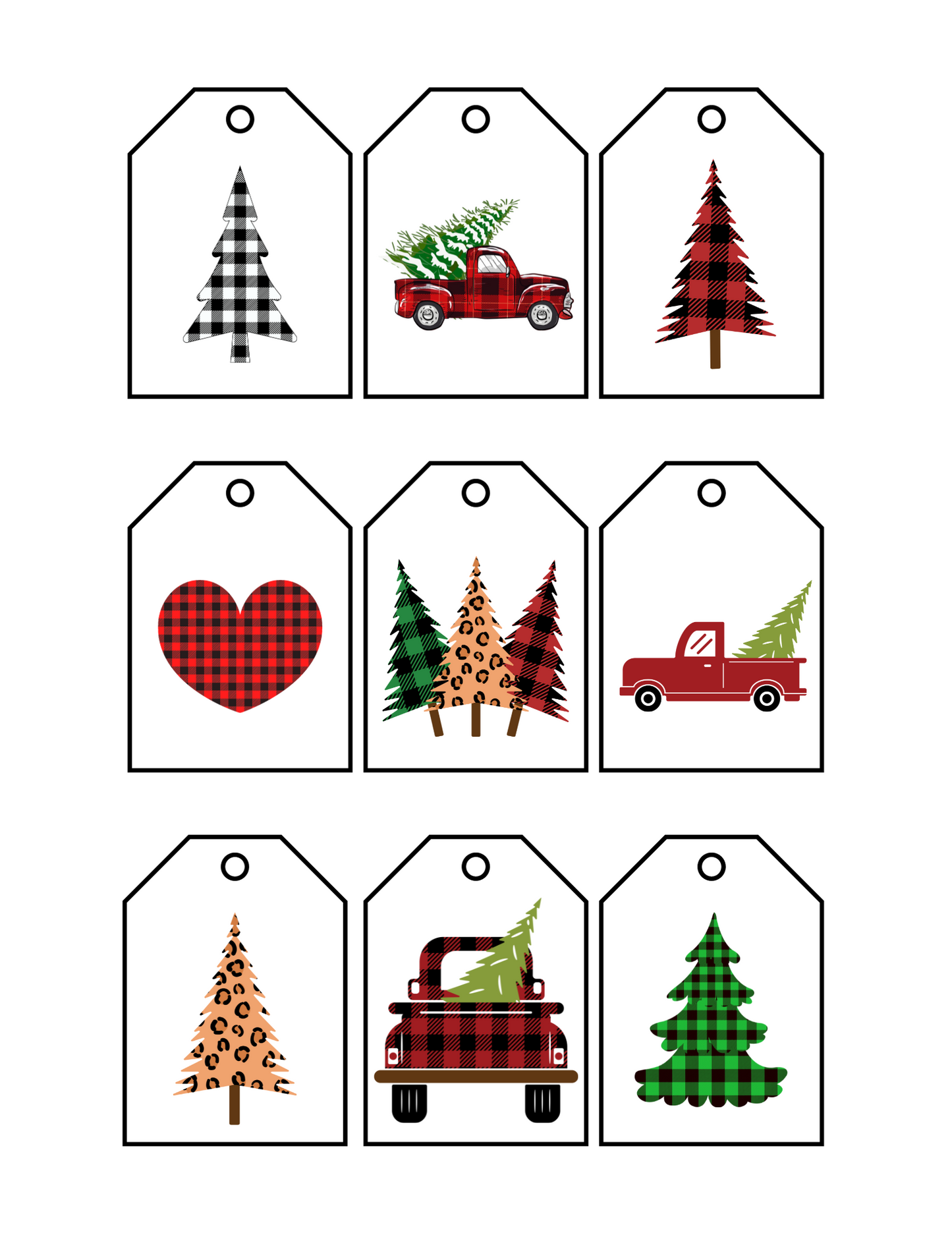 Buffalo Check Holiday Gift Tags - Printable Digital Download ~ Sharon Dawn Collection