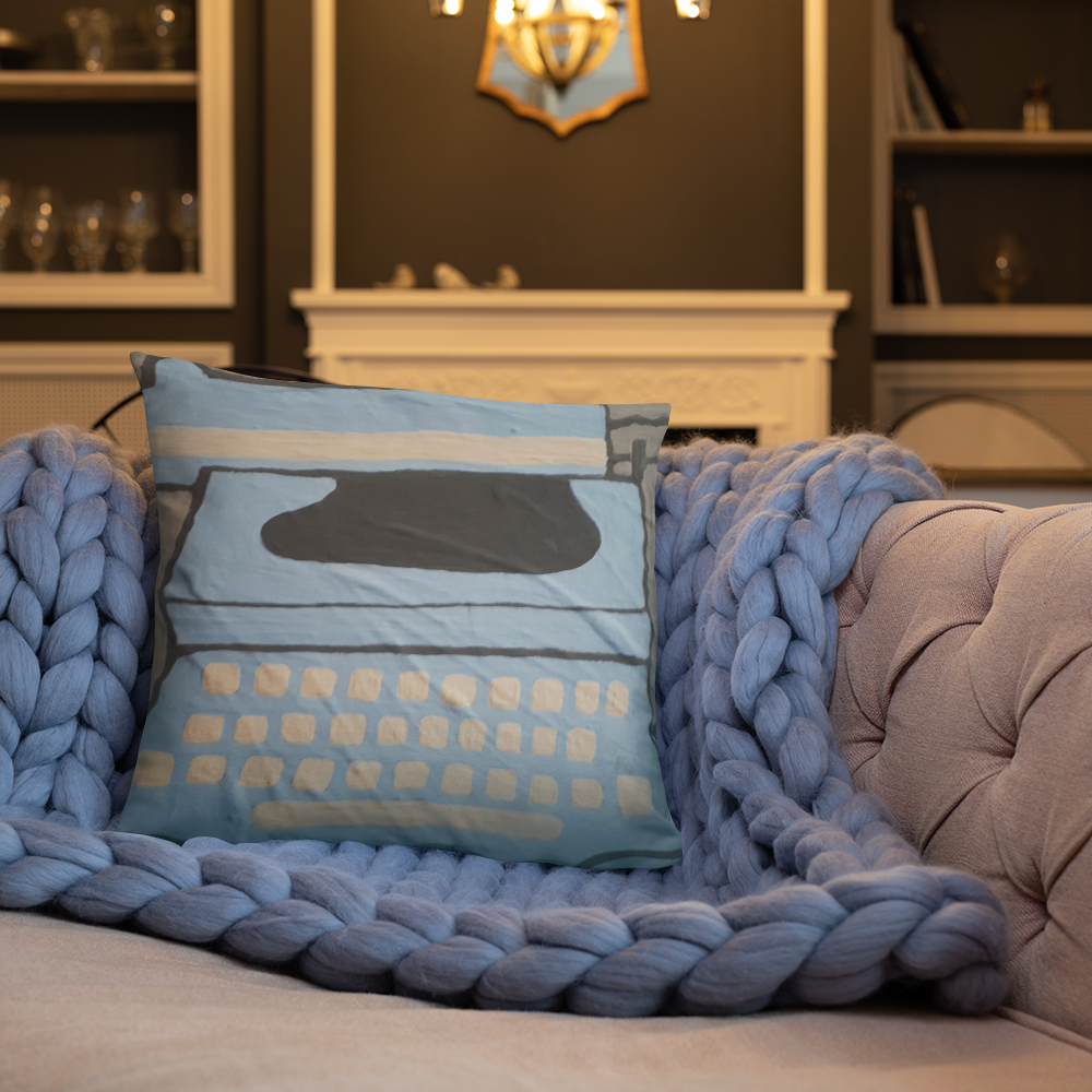 Blue Typewriter Study - Basic Pillow ~ Sharon Dawn Collection