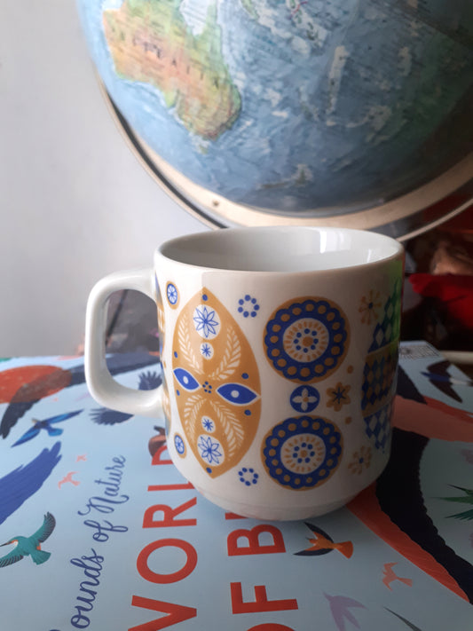 Vintage Blue & Gold Mug - Made in Brazil