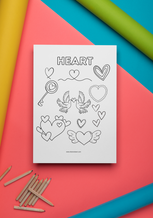 Heart - Colouring Sheet - Printable Digital Download ~ Sharon Dawn Collection