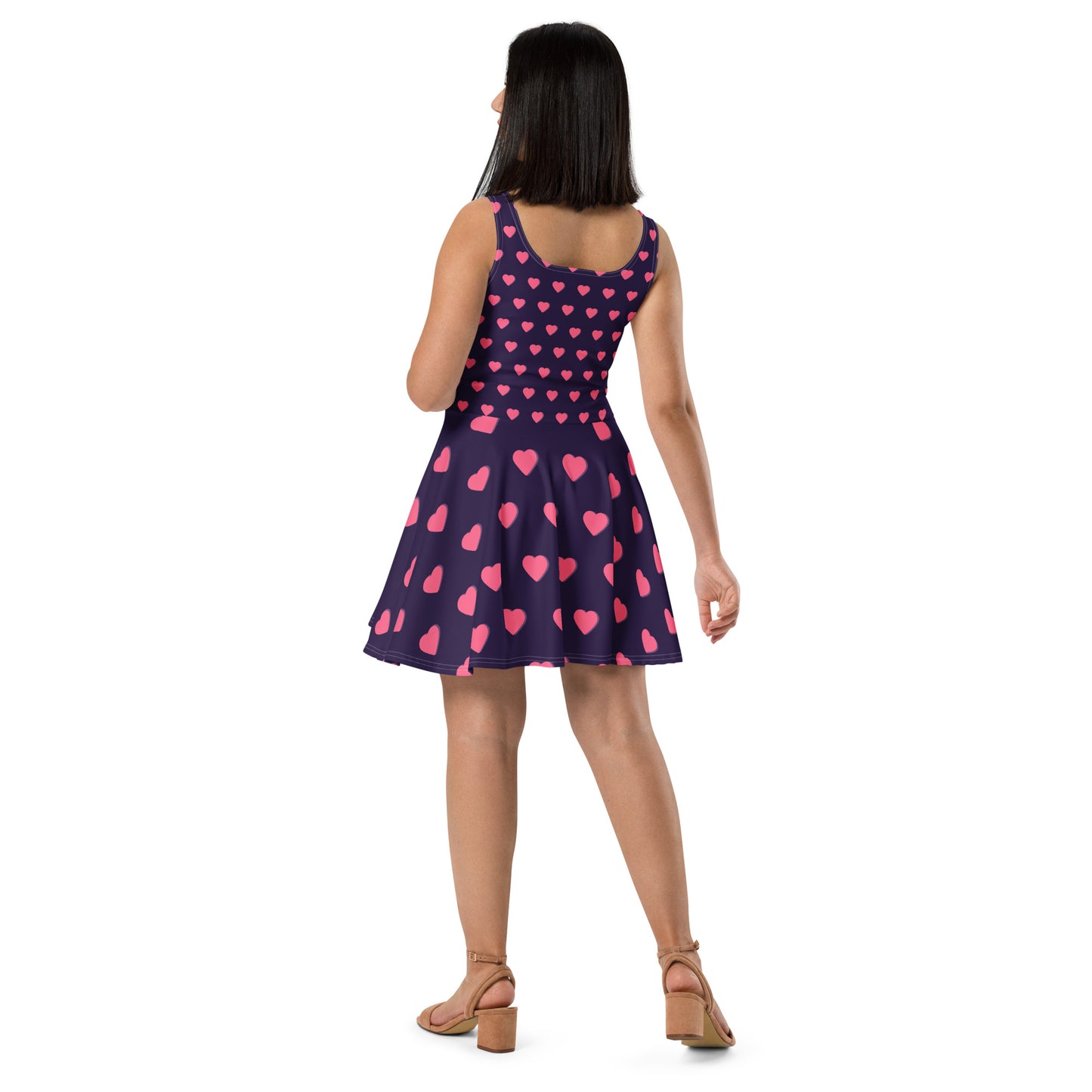 Purple with Pink Hearts Skater Dress ~ Sharon Dawn Collection