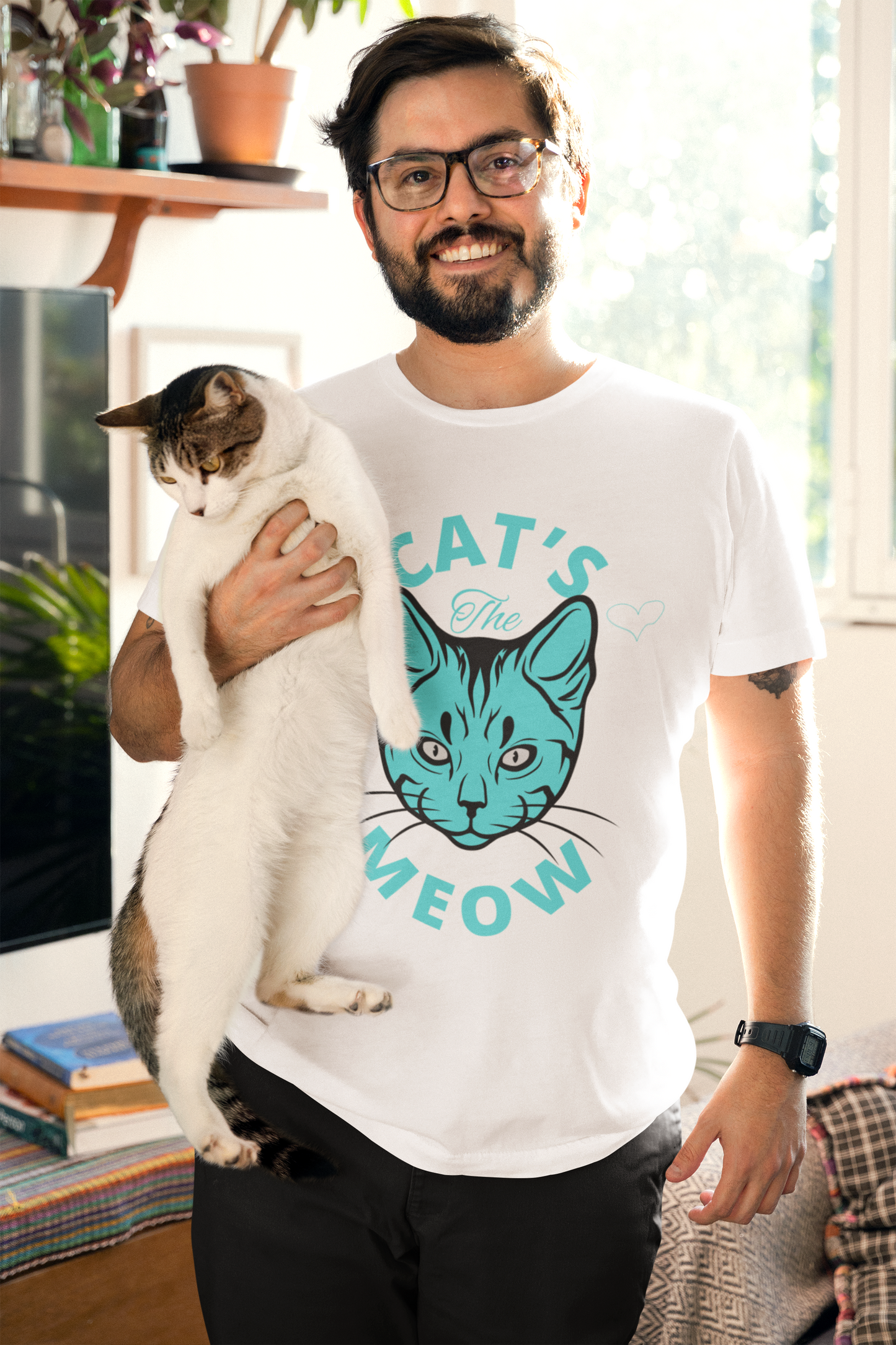 The Cat's Meow - Men's classic tee - 100% Cotton (Sizes: S-5XL) (Colours: Black/White/Grey) ~ Sharon Dawn Collection (Sale Price: $47.99 CAD)