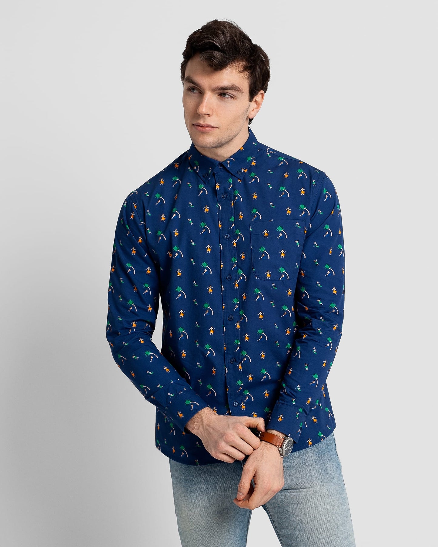 Aloha Printed Casual Button-Down Long Sleeve Shirt (Sizes: S - XL) (Sale Price: $107.09 CAD))