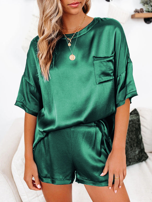 Women's Satin Pajamas Short Sleeved Lounge PJ's (Sale Price: $85.00 CAD)