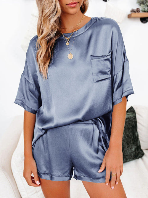 Women's Satin Pajamas Short Sleeved Lounge PJ's (Sale Price: $85.00 CAD)