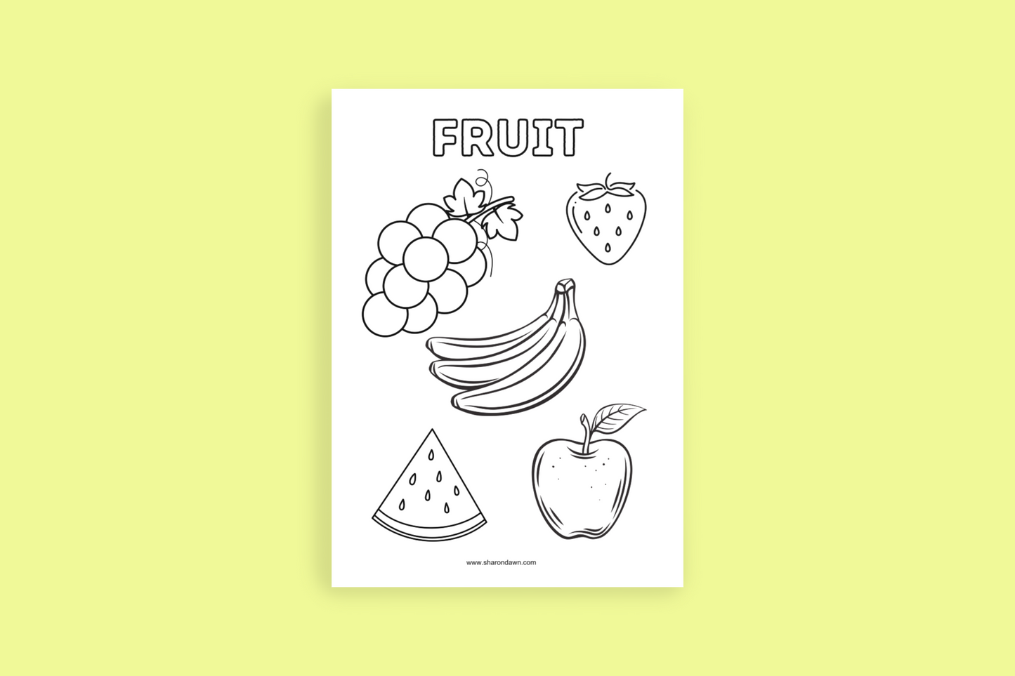 Fruit - Colouring Sheet - Printable Digital Download ~ Sharon Dawn Collection