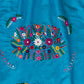 Turquoise Blue Embroidered Dress with Flowers - Made in Mexico