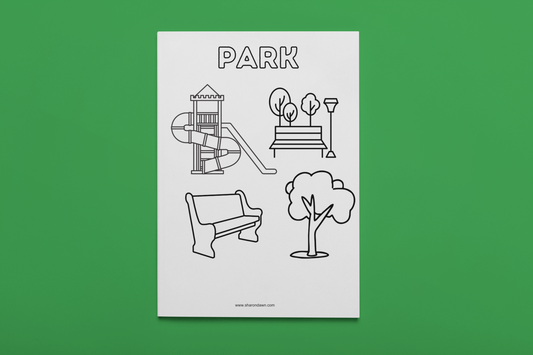 Park - Colouring Sheet - Printable Digital Download ~ Sharon Dawn Collection