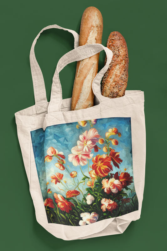 Flower Garden - Natural Tote Bag ~ Sharon Dawn Collection
