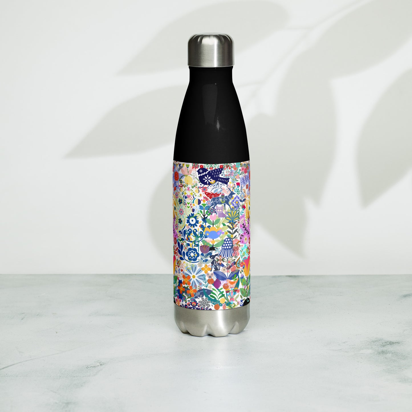 Whimsical Garden Mosaic - Stainless steel water bottle ~ Sharon Dawn Collection