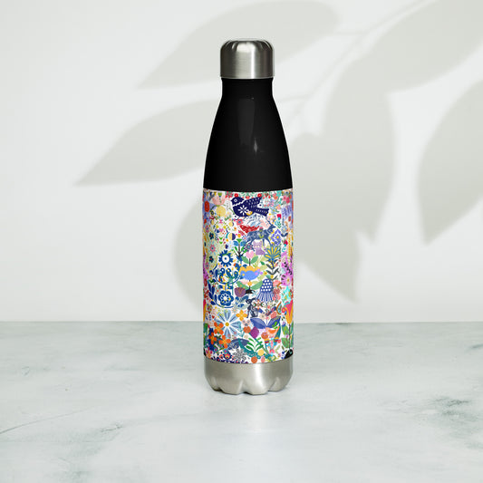 Whimsical Garden Mosaic - Stainless steel water bottle ~ Sharon Dawn Collection (Sale Price: $50.99 CAD)