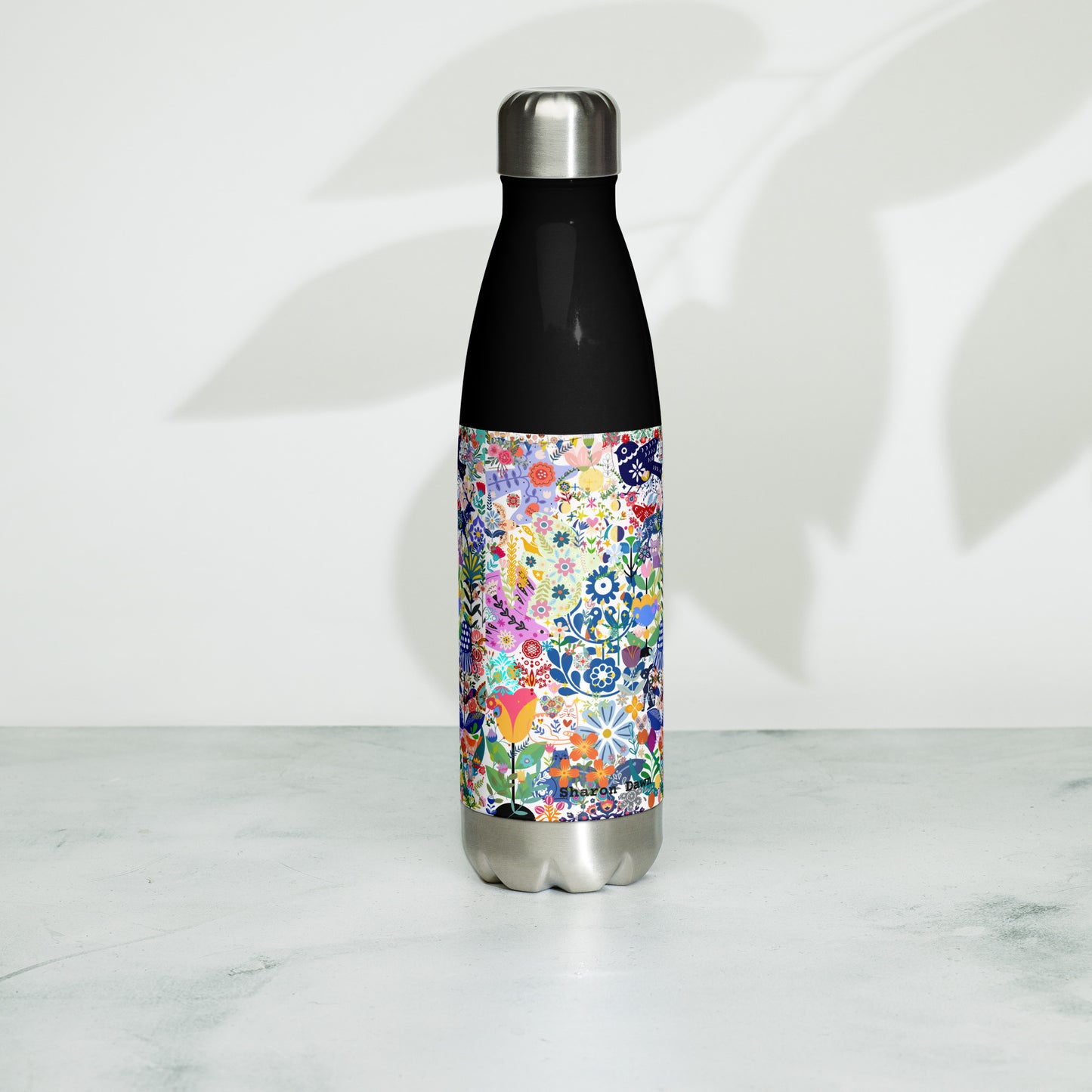 Whimsical Garden Mosaic - Stainless steel water bottle ~ Sharon Dawn Collection